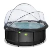 New Exit - Piscina Black Leather diámetro 360 x 122 cm con filtro de arena y cúpula Piscinas|Juguetes De Verano