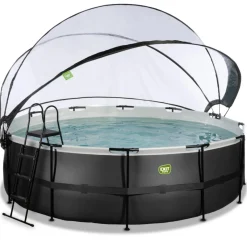 Sale Exit - Piscina Black Leather diámetro 450 x 122 cm con filtro de arena, cúpula y bomba de calor Piscinas|Juguetes De Verano
