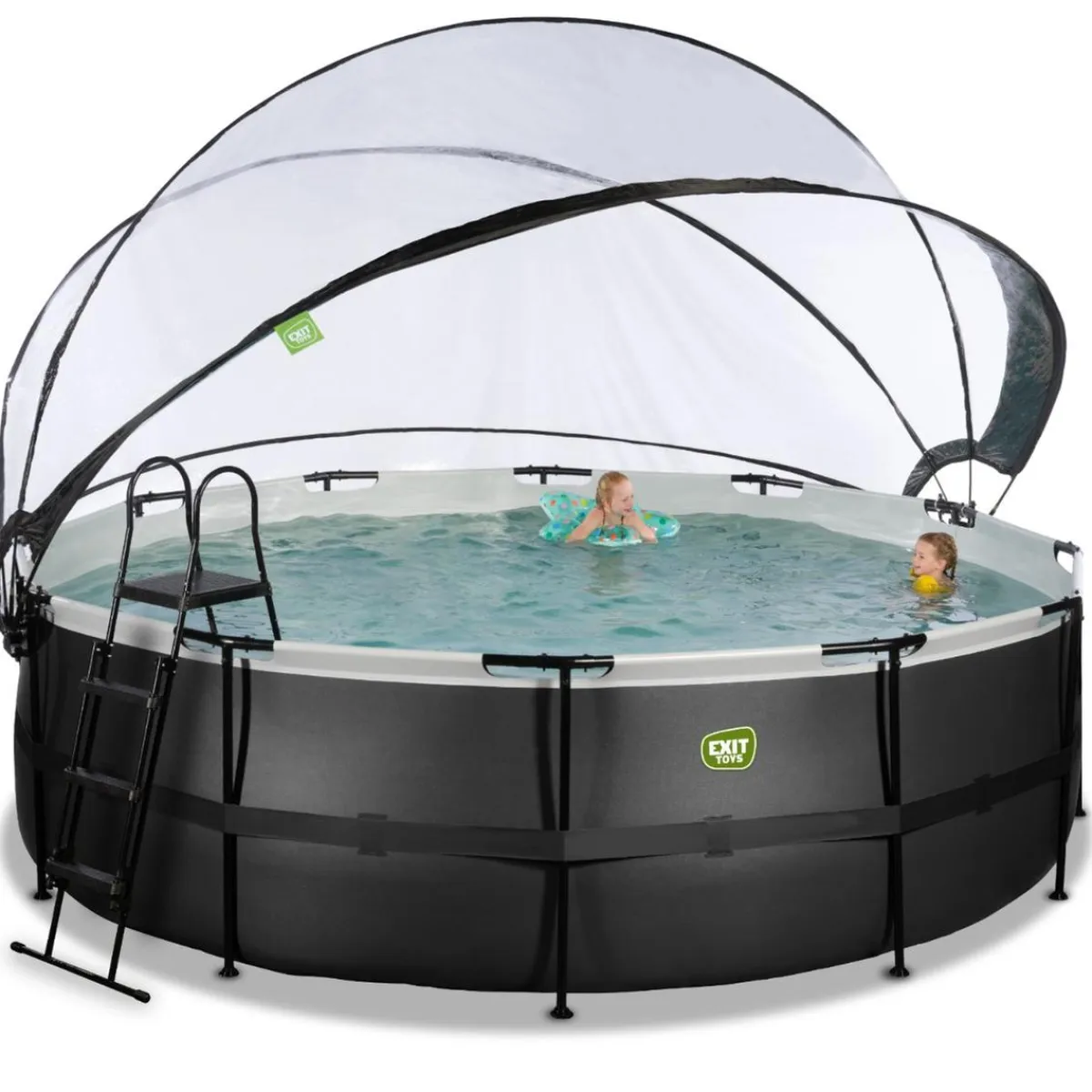Sale Exit - Piscina Black Leather diámetro 450 x 122 cm con filtro de arena, cúpula y bomba de calor Piscinas|Juguetes De Verano