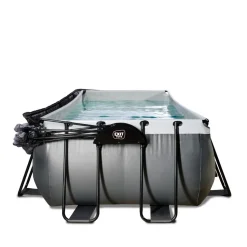 Outlet Exit - Piscina Black Leather 400 x 200 x 122 cm con filtro de arena, cúpula y bomba de calor Piscinas|Juguetes De Verano