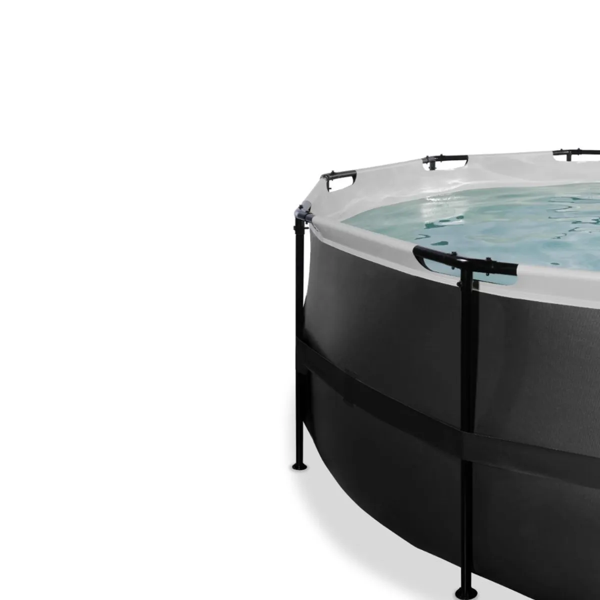 Exit - Piscina Black Leather diámetro 488 x 122 cm con filtro de arena, cúpula y bomba de calor*Exit Toys Hot