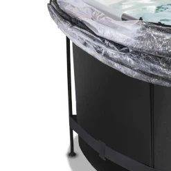 Exit - Piscina Black Leather diámetro 360 x 122 cm con filtro de arena, cúpula y bomba de calor*Exit Toys Sale