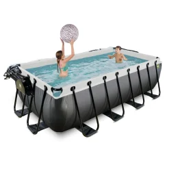 Exit - Piscina Black Leather 400 x 200 x 100 cm con filtro de arena y cúpula*Exit Toys Sale