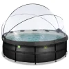 Clearance Exit - Piscina Black Leather diámetro 427 x 122 cm con filtro de arena y cúpula Piscinas|Juguetes De Verano