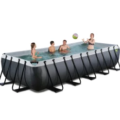 Outlet EXIT - Piscina de cuero negro rectangular con bomba de filtro 540 x 250 x 100 cm Piscinas|Juguetes De Verano