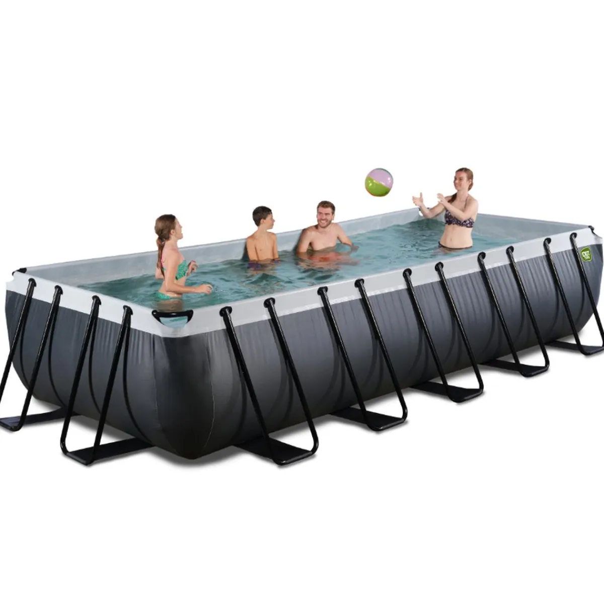 New EXIT - Piscina de cuero rectangular con escalera y bomba de filtro con escalera 540 x 250 x 100 cm Piscinas|Juguetes De Verano