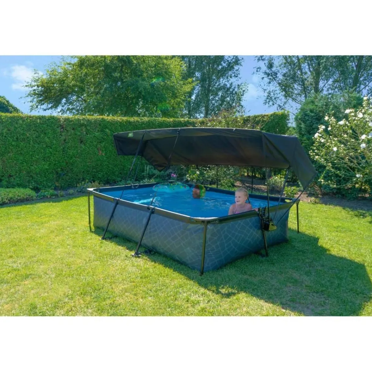 Best Exit - Piscina Lime verde 300 x 200 x 65 cm con filtro y toldo negro Piscinas|Juguetes De Verano