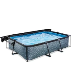 Online Exit - Piscina Stone efecto piedra gris 300 x 200 x 65 cm con filtro y toldo negro Piscinas|Juguetes De Verano