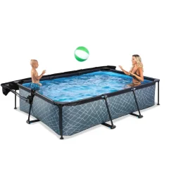 Online Exit - Piscina Stone efecto piedra gris 300 x 200 x 65 cm con filtro y toldo negro Piscinas|Juguetes De Verano