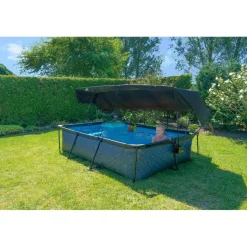 Online Exit - Piscina Stone efecto piedra gris 300 x 200 x 65 cm con filtro y toldo negro Piscinas|Juguetes De Verano