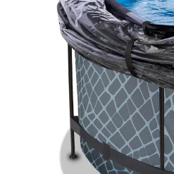 Exit - Piscina Stone efecto piedra gris diámetro 360 x 122 cm con filtro de arena y cúpula transparente*Exit Toys New