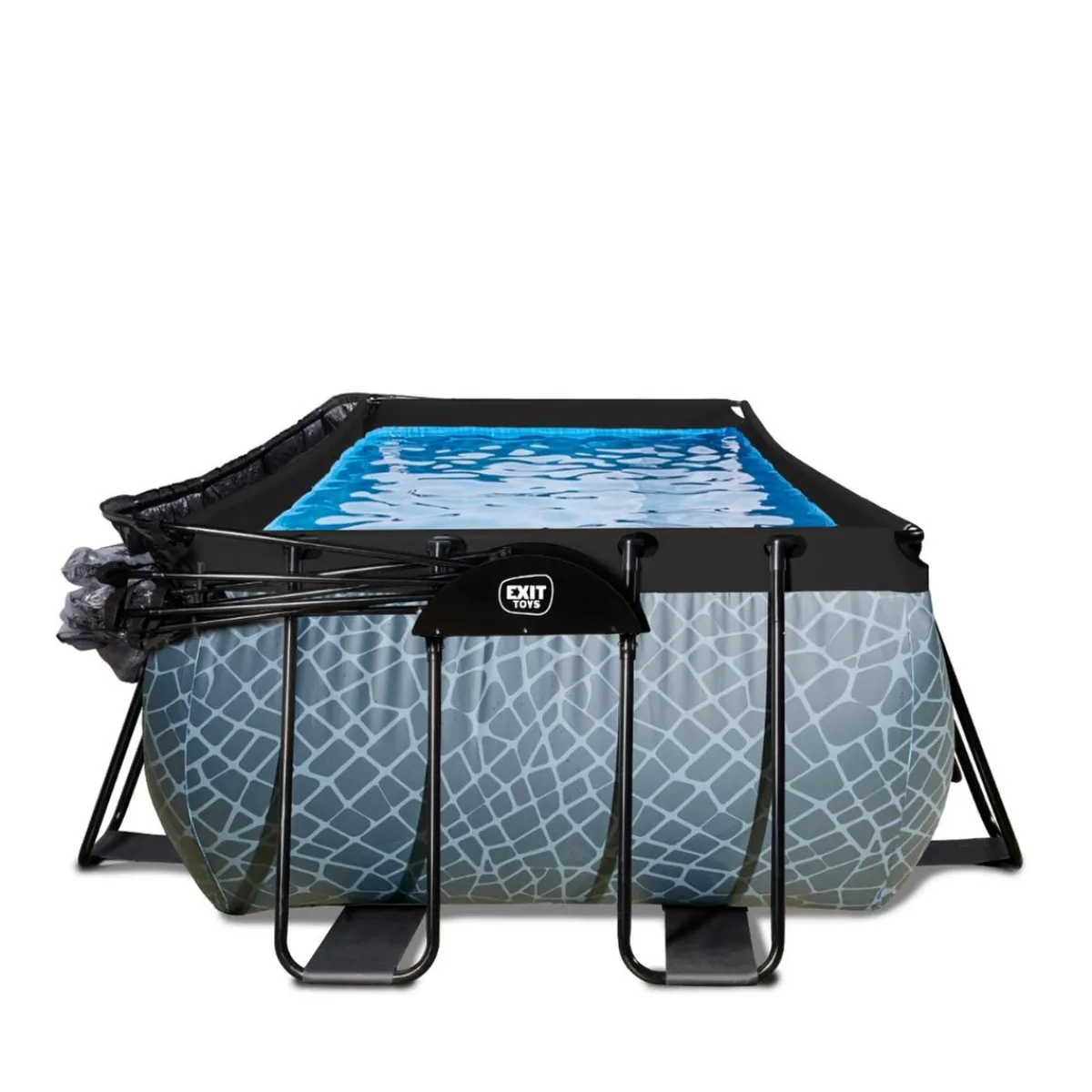 Exit - Piscina Stone gris 400 x 200 x 100 cm con filtro de arena, cúpula y bomba de calor*Exit Toys Discount
