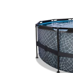 Exit - Piscina Stone gris diámetro 427 x 122 cm con filtro de arena, cúpula y bomba de calor*Exit Toys Clearance