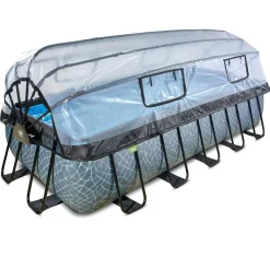 Discount Exit - Piscina Stone gris 540 x 250 x 122 cm con filtro de arena, cúpula y bomba de calor Piscinas|Juguetes De Verano