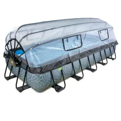 Exit - Piscina Stone gris 540 x 250 x 100 cm con filtro de arena y cúpula*Exit Toys Clearance