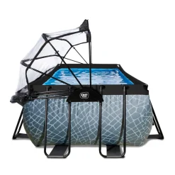 Exit - Piscina Stone gris 540 x 250 x 100 cm con filtro de arena y cúpula*Exit Toys Clearance