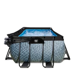 Exit - Piscina Stone gris 540 x 250 x 100 cm con filtro de arena y cúpula*Exit Toys Clearance
