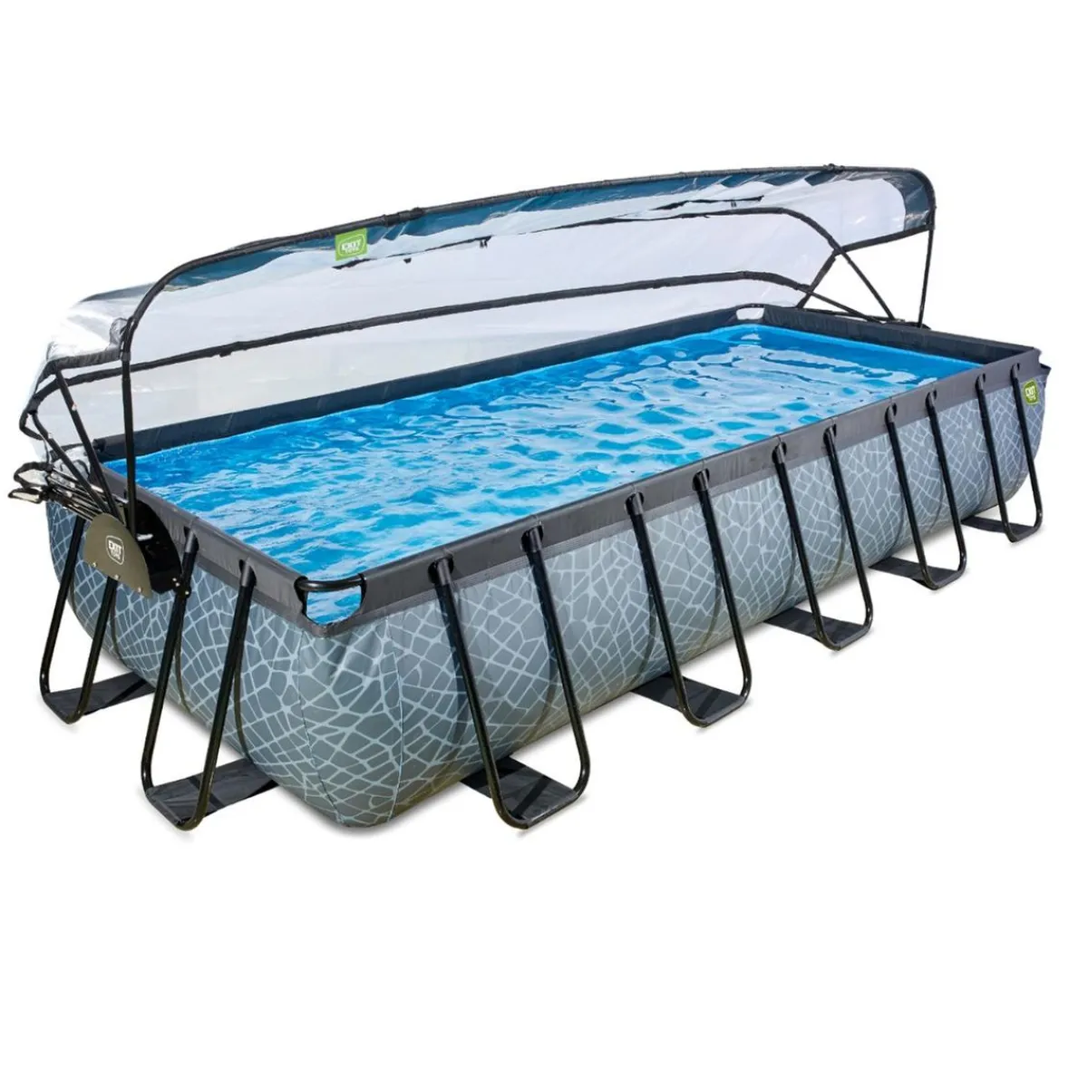 Exit - Piscina Stone gris 540 x 250 x 100 cm con filtro de arena, cúpula y bomba de calor*Exit Toys Online