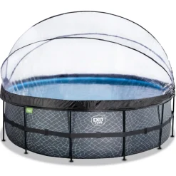 Clearance Exit - Piscina Stone gris diámetro 450 x 122 cm con filtro de arena, cúpula y bomba de calor Juguetes De Verano|Piscinas