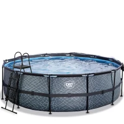 Clearance Exit - Piscina Stone gris diámetro 450 x 122 cm con filtro de arena, cúpula y bomba de calor Juguetes De Verano|Piscinas