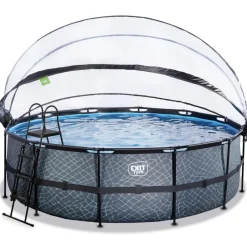 Online Exit - Piscina Stone gris diámetro 450 x 122 cm con filtro de arena y cúpula Piscinas|Juguetes De Verano