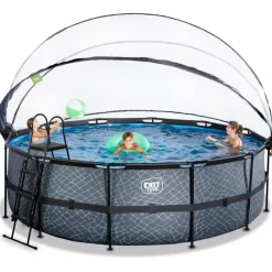 Online Exit - Piscina Stone gris diámetro 450 x 122 cm con filtro de arena y cúpula Piscinas|Juguetes De Verano