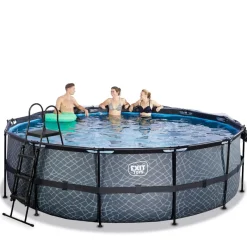 Online Exit - Piscina Stone gris diámetro 450 x 122 cm con filtro de arena y cúpula Piscinas|Juguetes De Verano