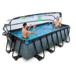 Sale Exit - Piscina Stone gris 400 x 200 x 100 cm con filtro de arena y cúpula Piscinas|Juguetes De Verano