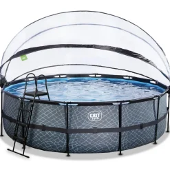 New Exit - Piscina Stone gris diámetro 488 x 122 cm con filtro de arena, cúpula y bomba de calor Piscinas|Juguetes De Verano