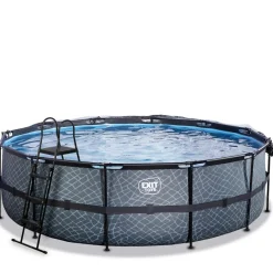 New Exit - Piscina Stone gris diámetro 488 x 122 cm con filtro de arena, cúpula y bomba de calor Piscinas|Juguetes De Verano