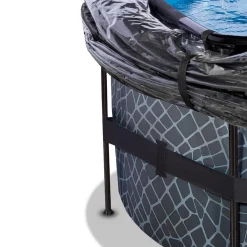 New Exit - Piscina Stone gris diámetro 488 x 122 cm con filtro de arena, cúpula y bomba de calor Piscinas|Juguetes De Verano