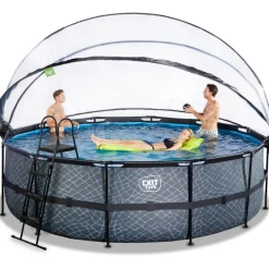 New Exit - Piscina Stone gris diámetro 488 x 122 cm con filtro de arena, cúpula y bomba de calor Piscinas|Juguetes De Verano