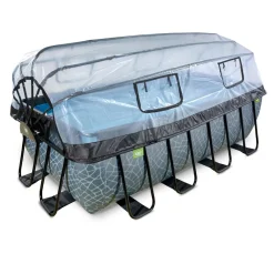 Exit - Piscina Stone gris 400 x 200 x 122 cm con filtro de arena y cúpula*Exit Toys