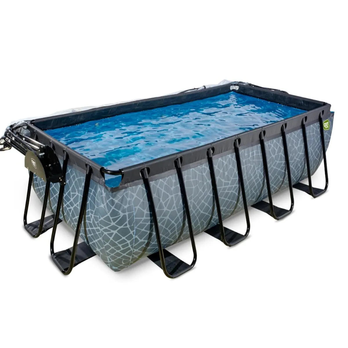 Exit - Piscina Stone gris 400 x 200 x 122 cm con filtro de arena y cúpula*Exit Toys