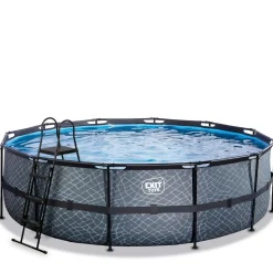 Exit - Piscina Stone gris diámetro 488 x 122 cm con filtro de cartucho*Exit Toys