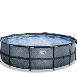 Exit - Piscina Stone gris diámetro 488 x 122 cm con filtro de cartucho*Exit Toys