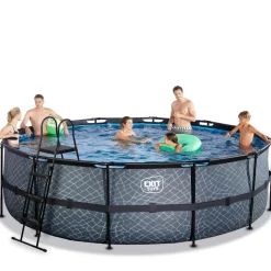 Exit - Piscina Stone gris diámetro 488 x 122 cm con filtro de cartucho*Exit Toys