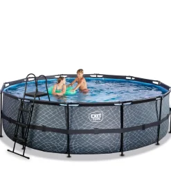 Exit - Piscina Stone gris diámetro 488 x 122 cm con filtro de cartucho*Exit Toys
