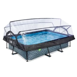 Hot EXIT - Piscina Stone rectangular gris con cúpula y bomba de filtro 300 x 200 x 65 cm Piscinas|Juguetes De Verano