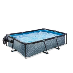 Hot EXIT - Piscina Stone rectangular gris con cúpula y bomba de filtro 300 x 200 x 65 cm Piscinas|Juguetes De Verano