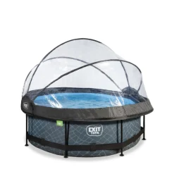 Discount EXIT - Piscina Stone redonda 244 cm con cúpula y bomba de filtro Piscinas|Juguetes De Verano