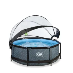 Discount EXIT - Piscina Stone redonda 244 cm con cúpula y bomba de filtro Piscinas|Juguetes De Verano