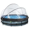 Best EXIT - Piscina Stone redonda 360 cm con cúpula y bomba de filtro Piscinas|Juguetes De Verano