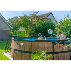 Exit - Piscina Wood efecto madera diámetro 450 x 122 cm con filtro de cartucho*Exit Toys New