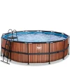 Hot Exit - Piscina Wood efecto madera diámetro 450 x 122 cm con filtro de arena Piscinas|Juguetes De Verano