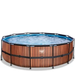 Hot Exit - Piscina Wood efecto madera diámetro 450 x 122 cm con filtro de arena Piscinas|Juguetes De Verano