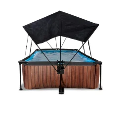 Exit - Piscina Wood efecto madera 300 x 200 x 65 cm con filtro y toldo negro*Exit Toys
