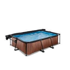 Online Exit - Piscina Wood efecto madera 220 x 150 x 65 cm con filtro y toldo negro Piscinas|Juguetes De Verano