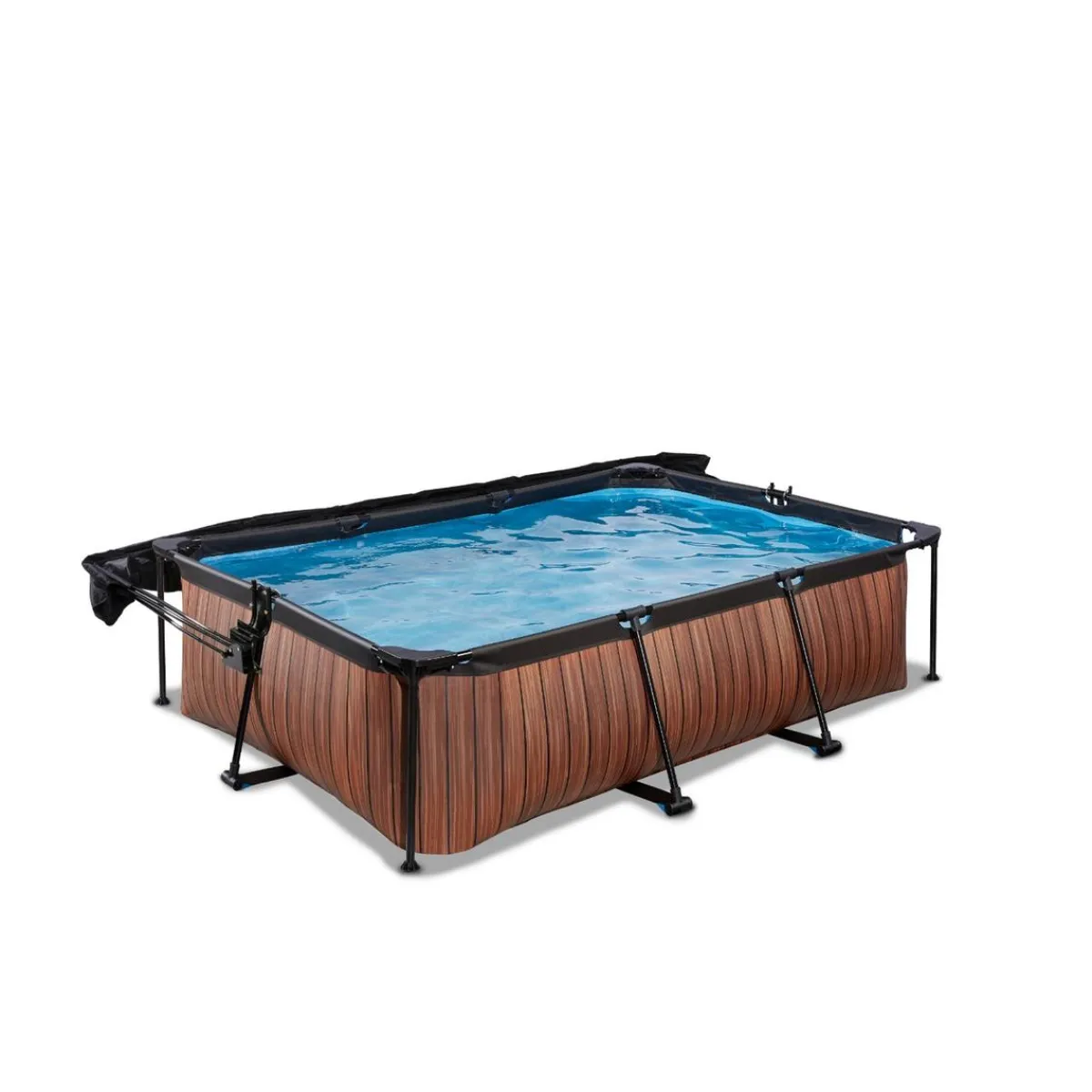 Online Exit - Piscina Wood efecto madera 220 x 150 x 65 cm con filtro y toldo negro Piscinas|Juguetes De Verano