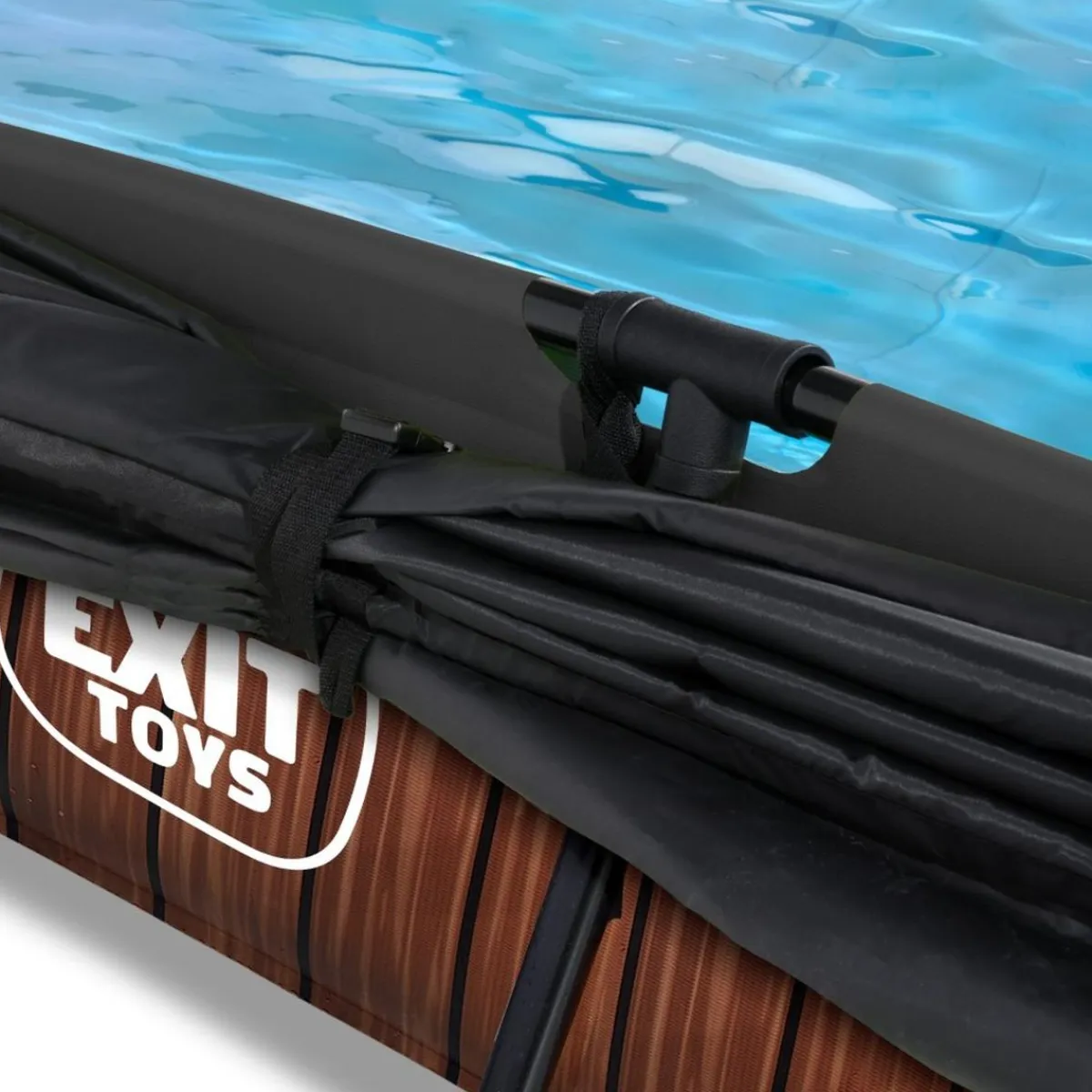 Online Exit - Piscina Wood efecto madera 220 x 150 x 65 cm con filtro y toldo negro Piscinas|Juguetes De Verano